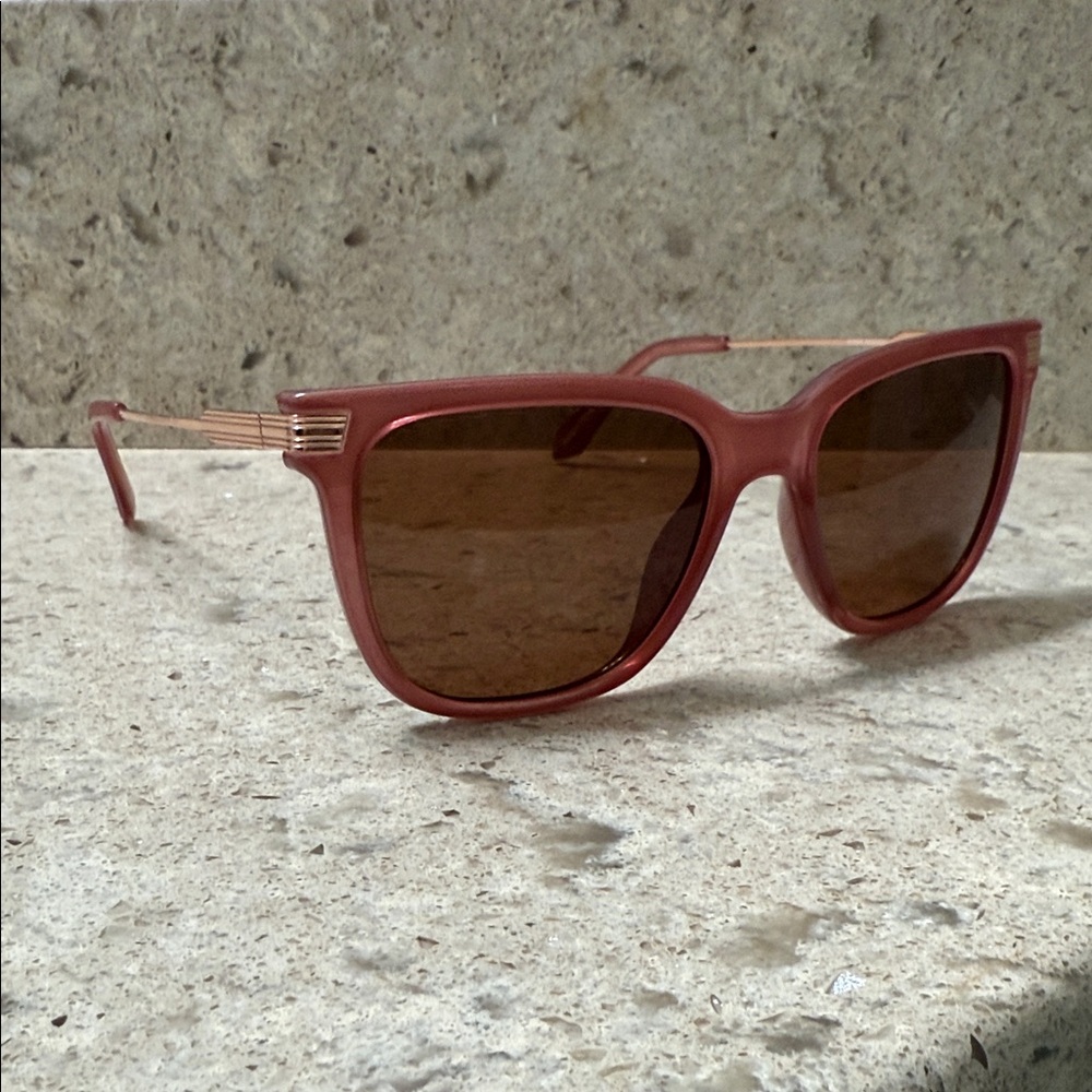 Quay Australia Wired Remix Pink Sunglasses with Gold Arms and Brown Lenses